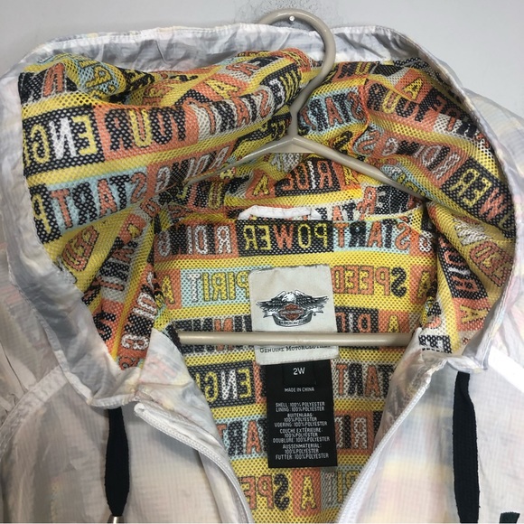 Harley Davidson Windbreaker Jacket Transparent Letter Block Spell Out, size 2W - Picture 2 of 14
